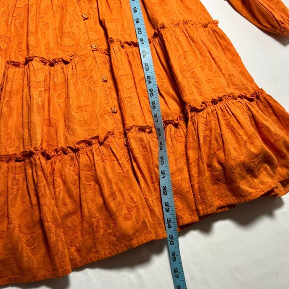 NWT Cleobella Blythe Mini Dress in Bright Orange Floral Jacquard Tiered Boho S - Picture 11 of 16